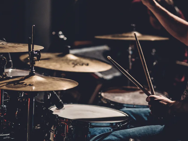 Playing guitar with drums