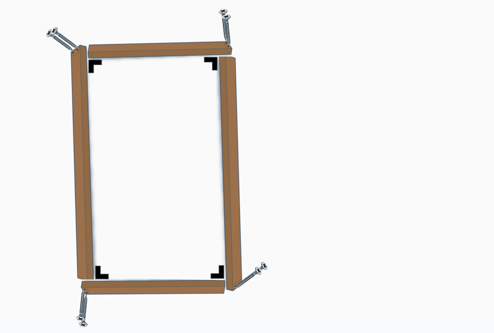 Corner braces for right, left, top and bottom edges of panels